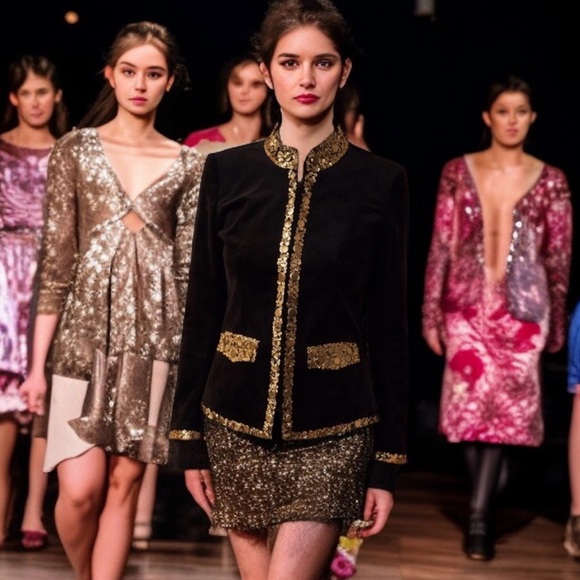 Michael Kors Black Velvet Jacket w/ Sequins ~ NWT - Picture 14 of 16